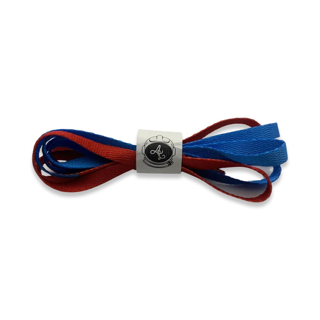 RED AND BLUE FLAT LACES 180CM